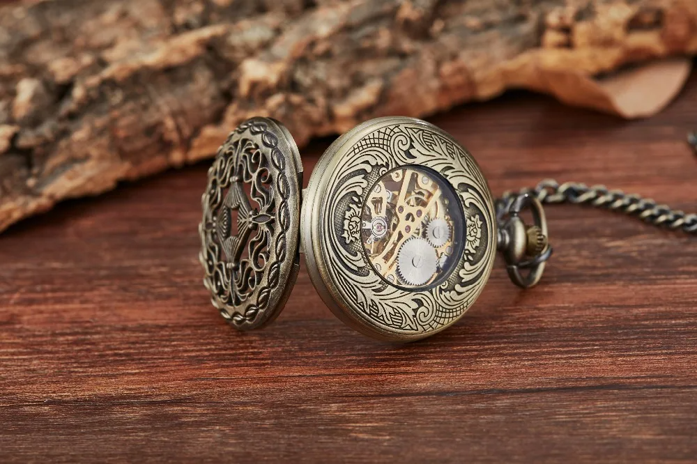 Steampunk Smooth Mechanical Pocket Watches Men Women Fashion Luxury Brand Hand Wind Necklace Pocket & Fob Watch Chain Silver