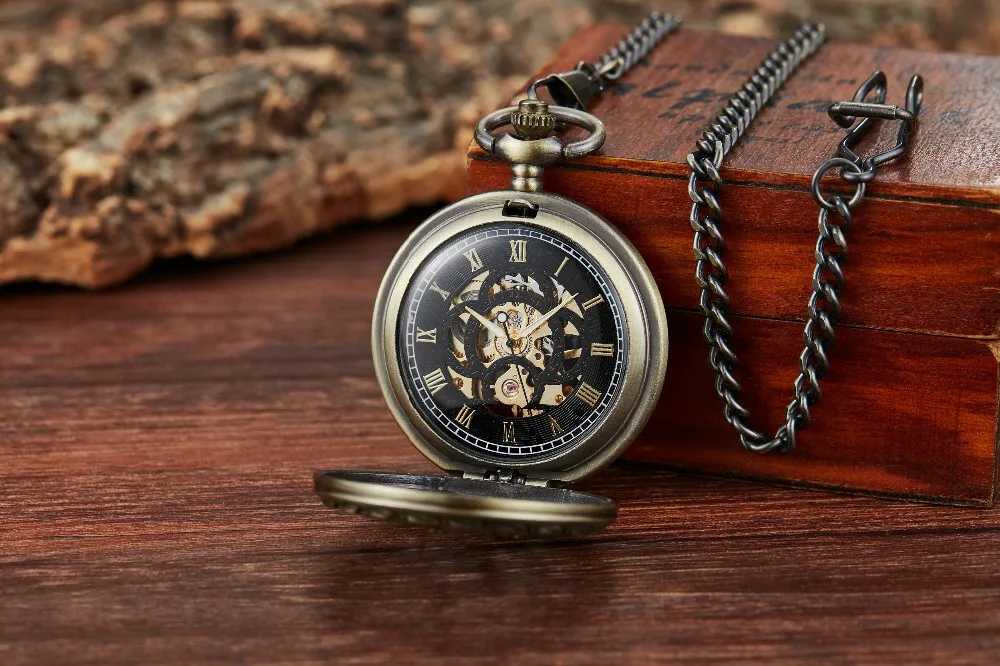 Steampunk Smooth Mechanical Pocket Watches Men Women Fashion Luxury Brand Hand Wind Necklace Pocket & Fob Watch Chain Silver