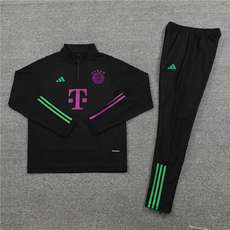 Bayern Munich 23-24 Long Sleeve Training Set -Black and Purple - SOCCERDEALSHOP