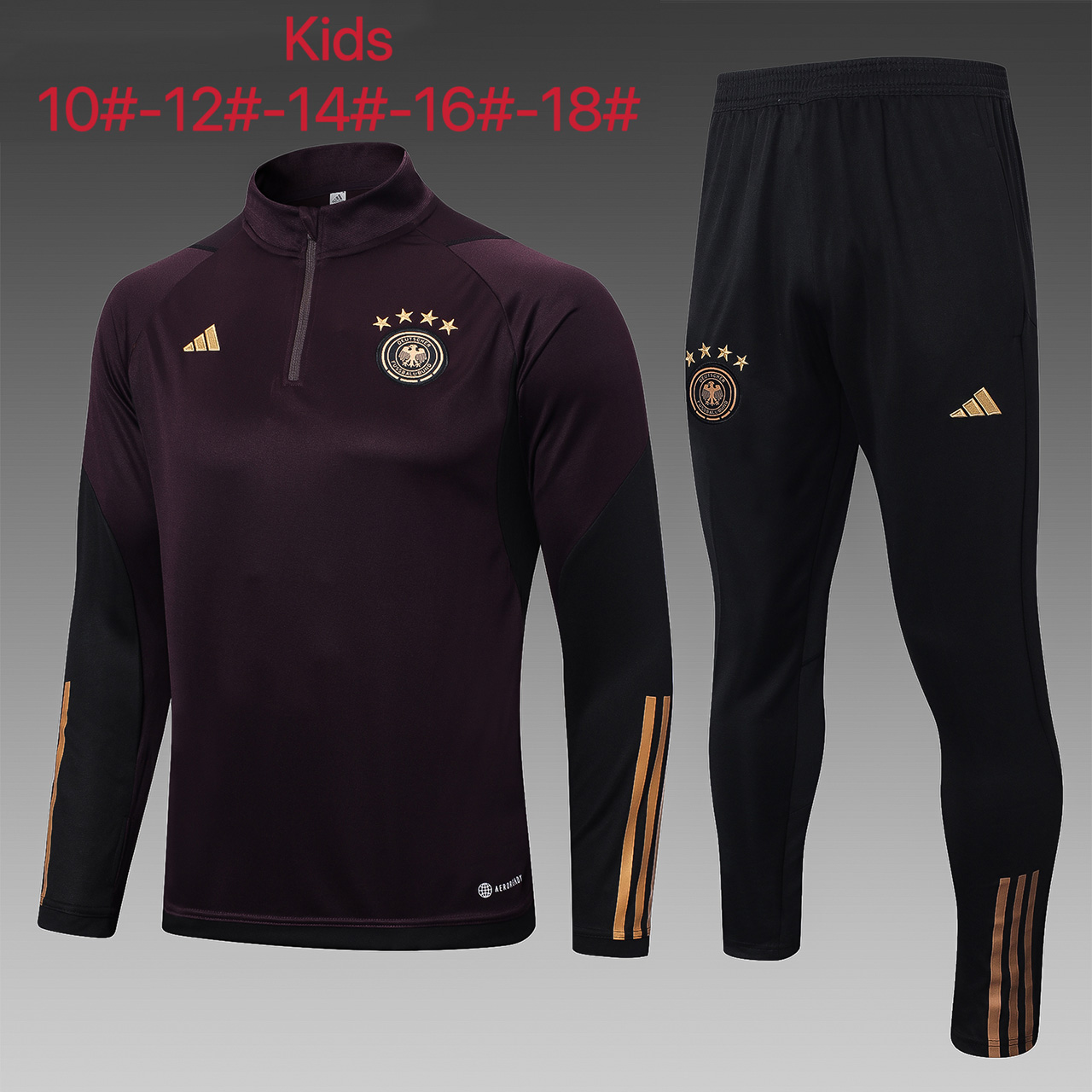 Germany 23-24 Kids Long Sleeve Training Set Deep Brown - SOCCERDEALSHOP