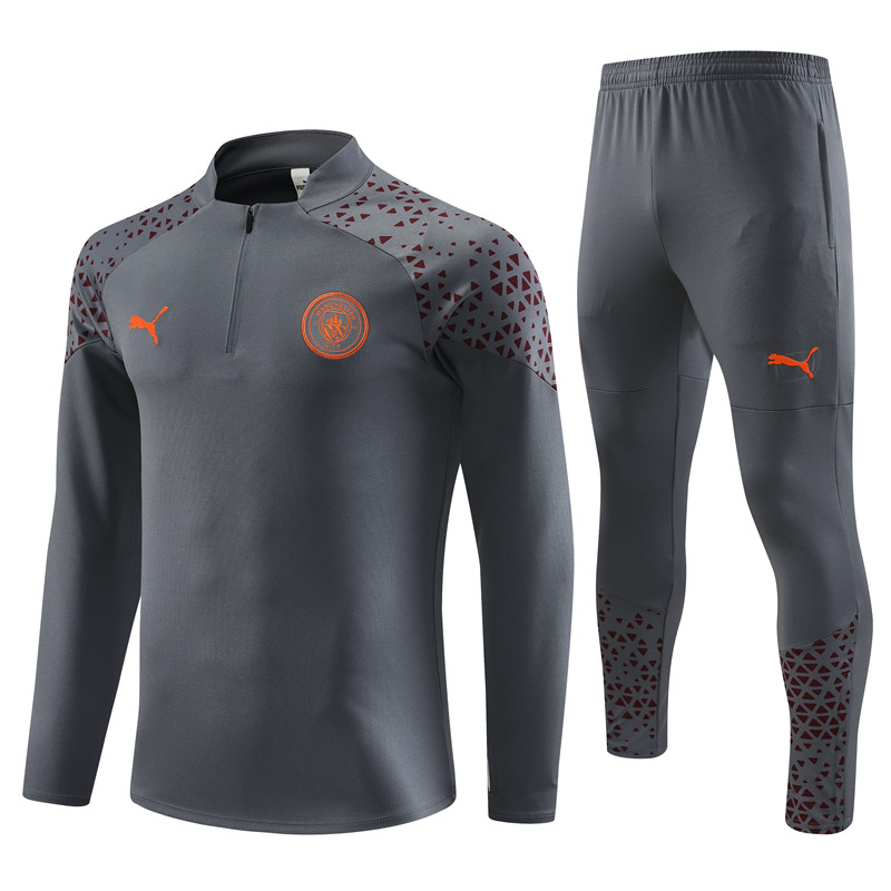 Manchester City 23-24 Long Sleeve Training Set -Dark Grey - SOCCERDEALSHOP