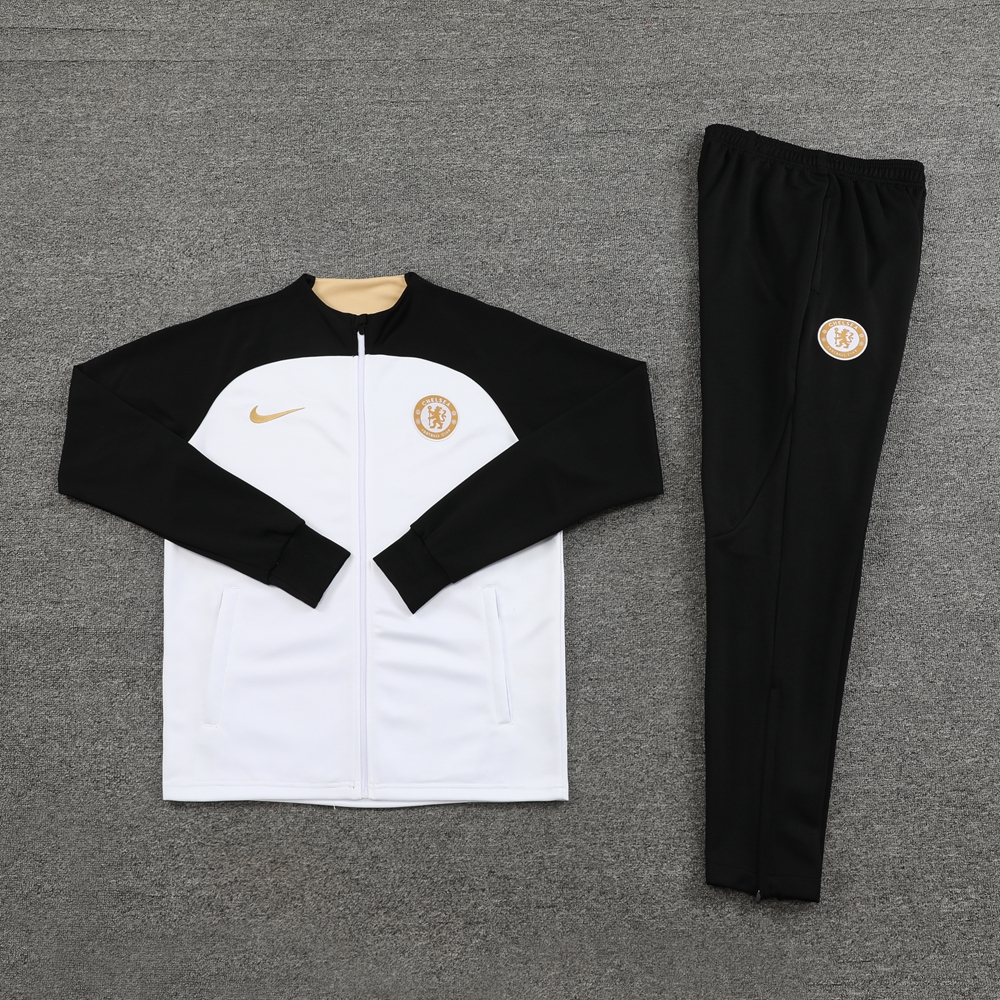 Che 23-24 Jacket Training Tracksuit - Black and White - SOCCERDEALSHOP