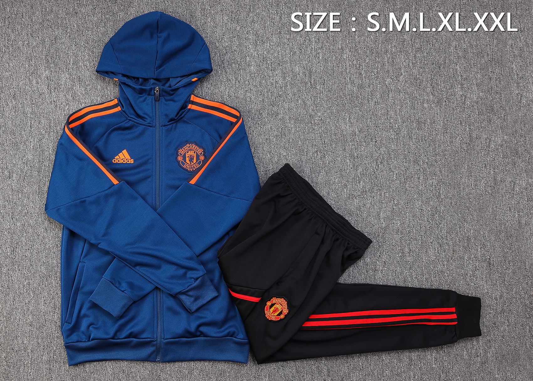 Manchester United 23-24 Hoodie Jacket Training Tracksuit -Blue - SOCCERDEALSHOP