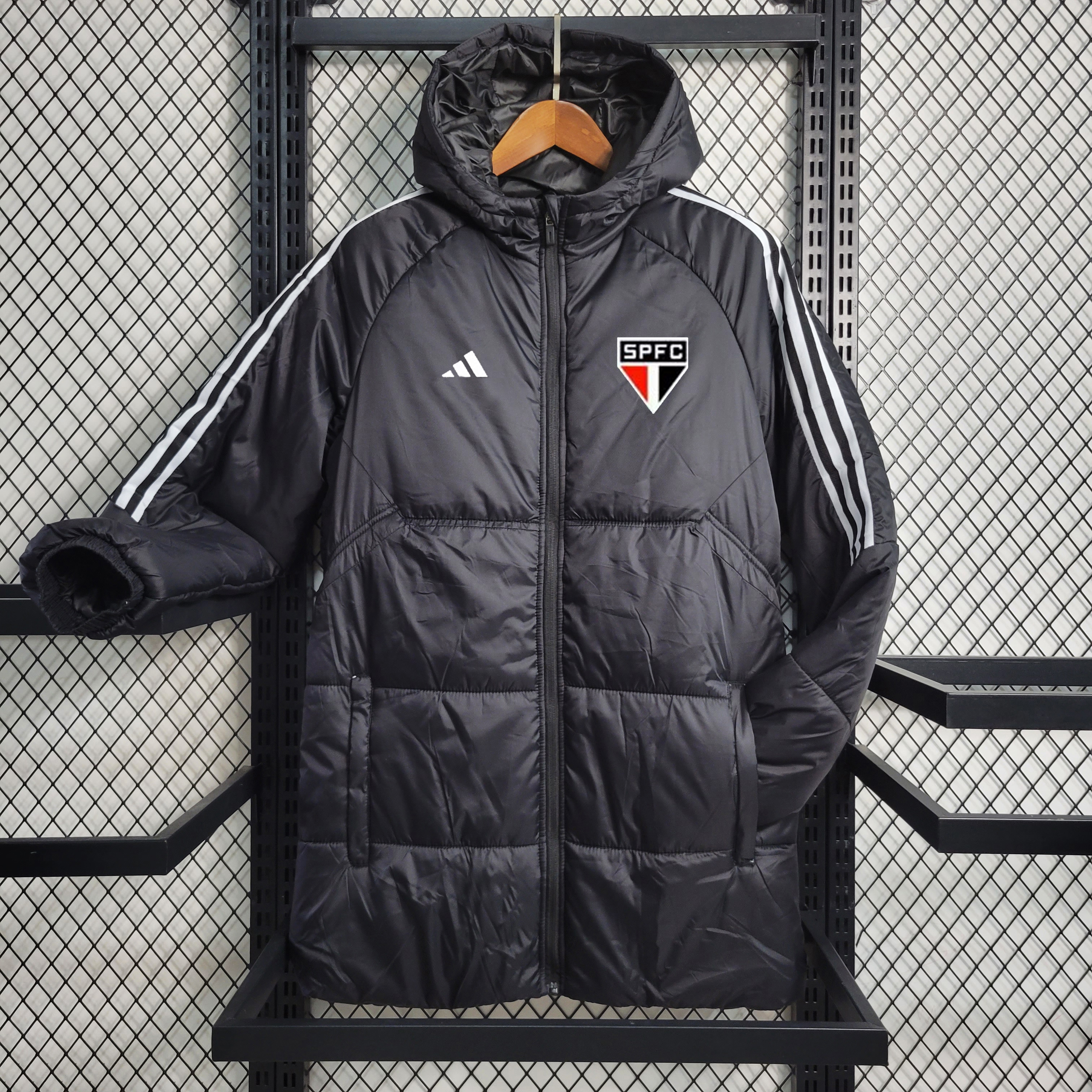 Sao Paulo 23-24 Men's Hooded Thermal Cotton Jacket - Black - SOCCERDEALSHOP