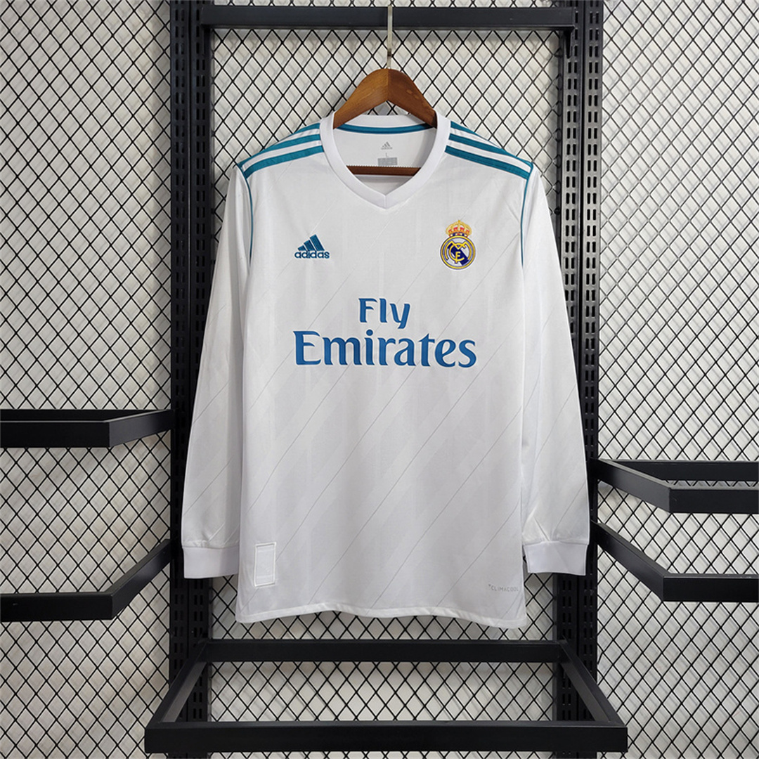 Retro Real Madrid 17-18 Home Long Sleeve Jersey - with Champions League Final Final - SOCCERDEALSHOP