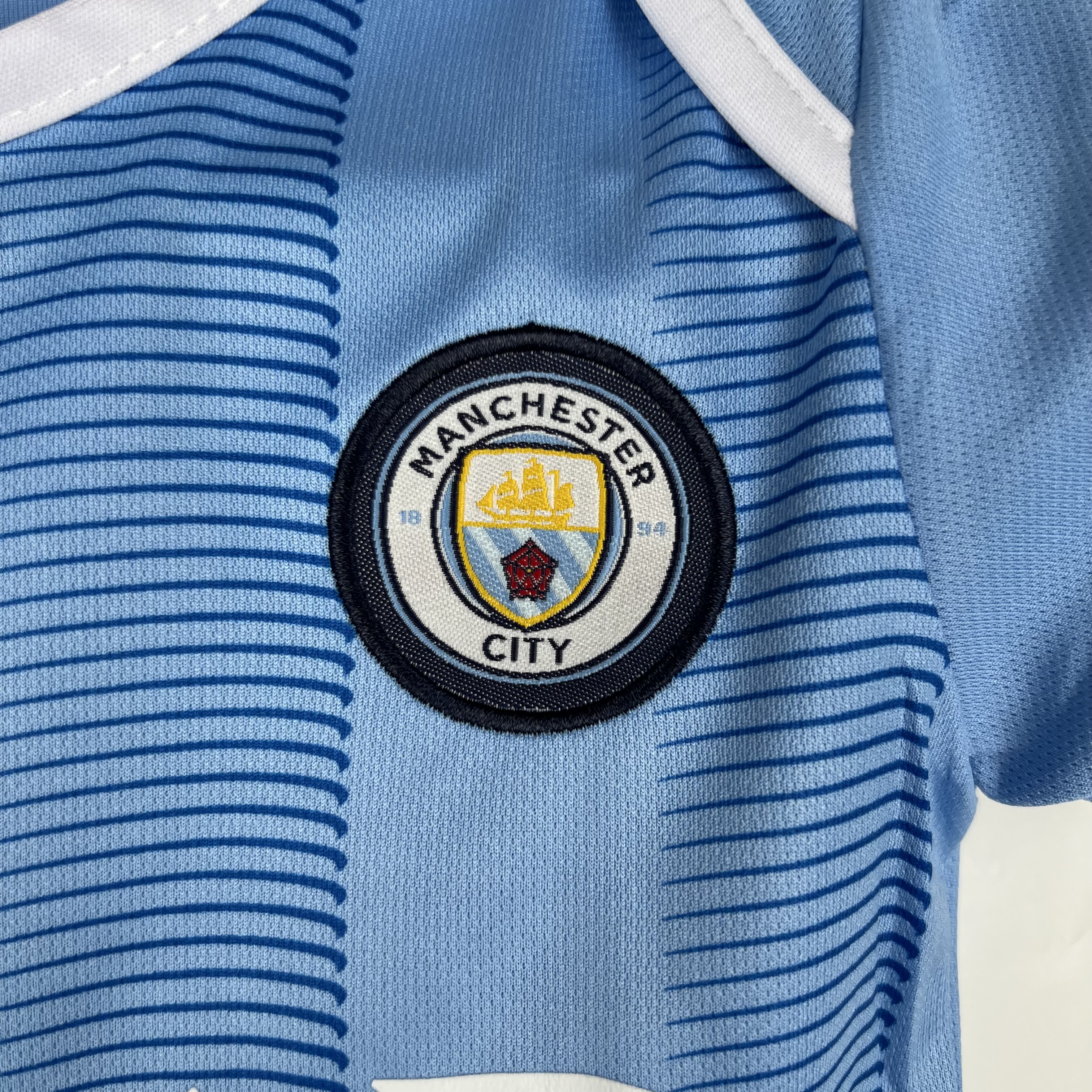 Manchester City 23-24 Home Stadium Baby Crawling Suit - SOCCERDEALSHOP