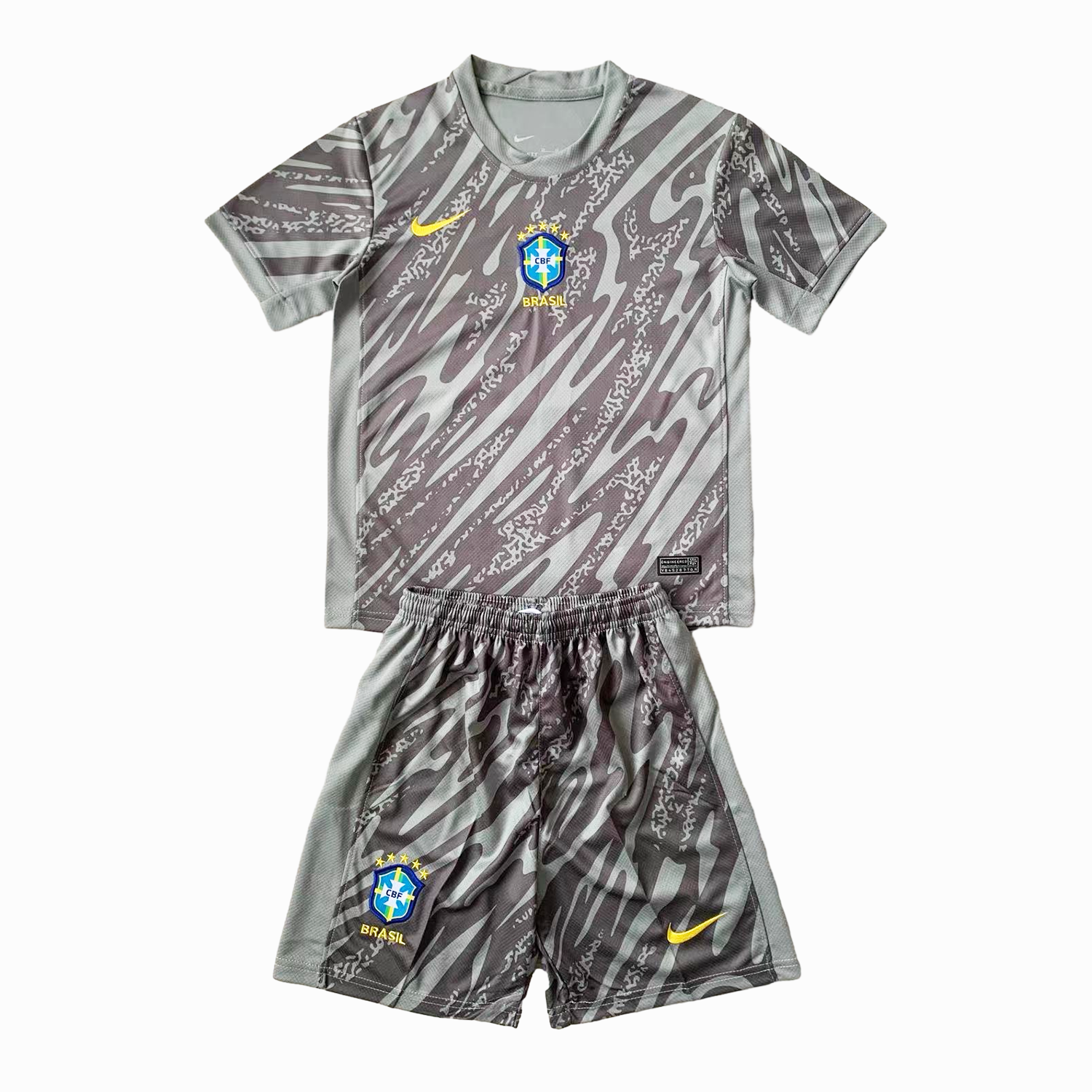 Brazil 2024 Goalkeeper Kids Kit - Gray - SOCCERDEALSHOP