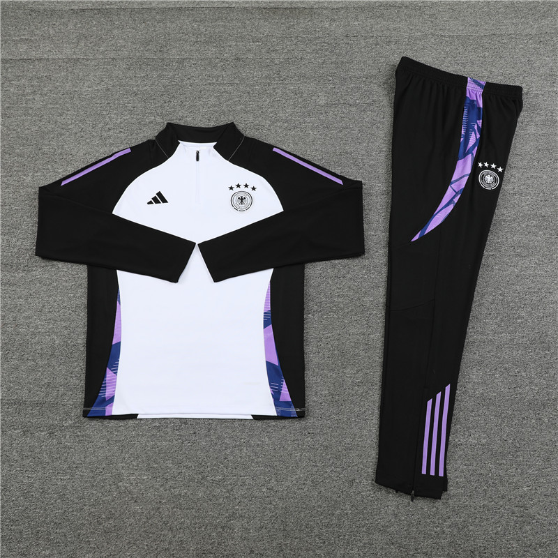 Germany 2024 Long Sleeve Training Set - White With Black - SOCCERDEALSHOP