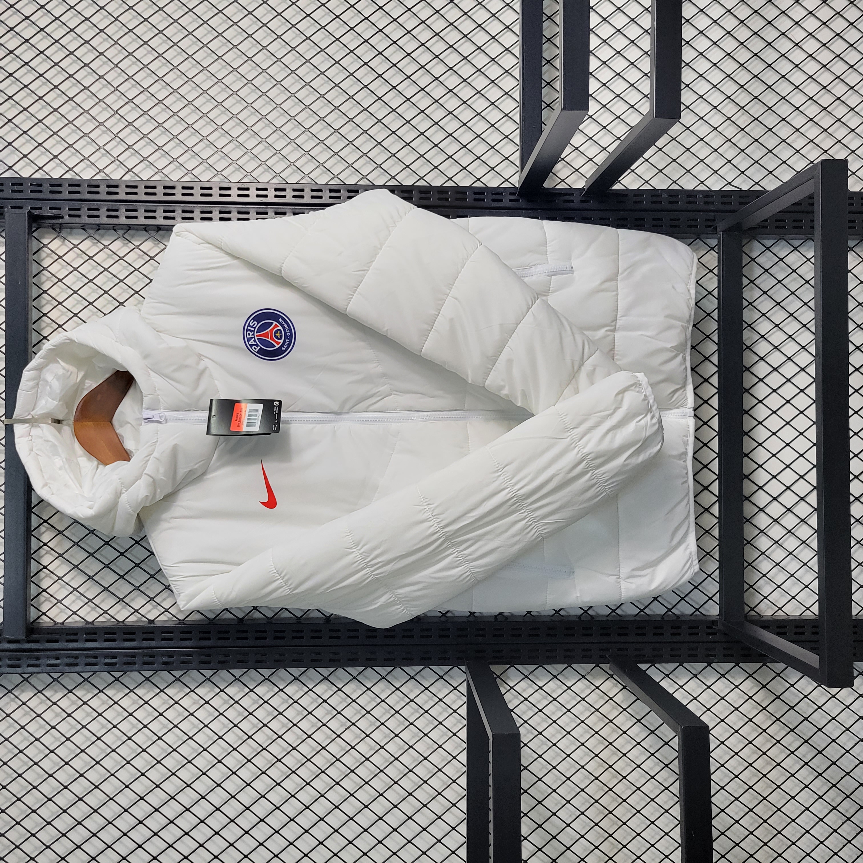 Paris Saint-Germain PSG 23-24 Men's Hooded Thermal Cotton Jacket - White - SOCCERDEALSHOP