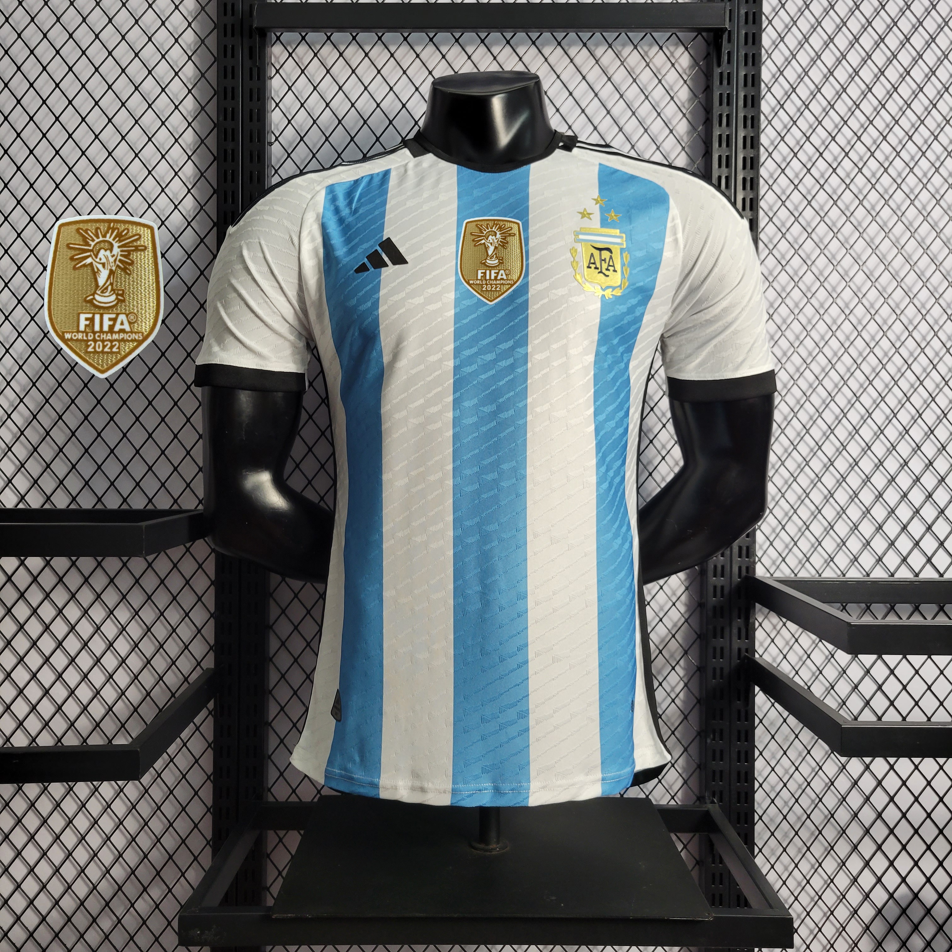 Argentina 3 Stars 22-23 Home Stadium Jersey - Player Version ( with 2022 World Champions Patch ) - SOCCERDEALSHOP