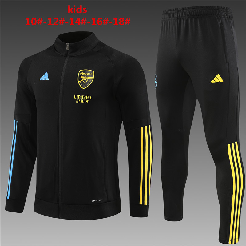 Arsenal 23-24 Kids Jacket Training Tracksuit - Black - SOCCERDEALSHOP