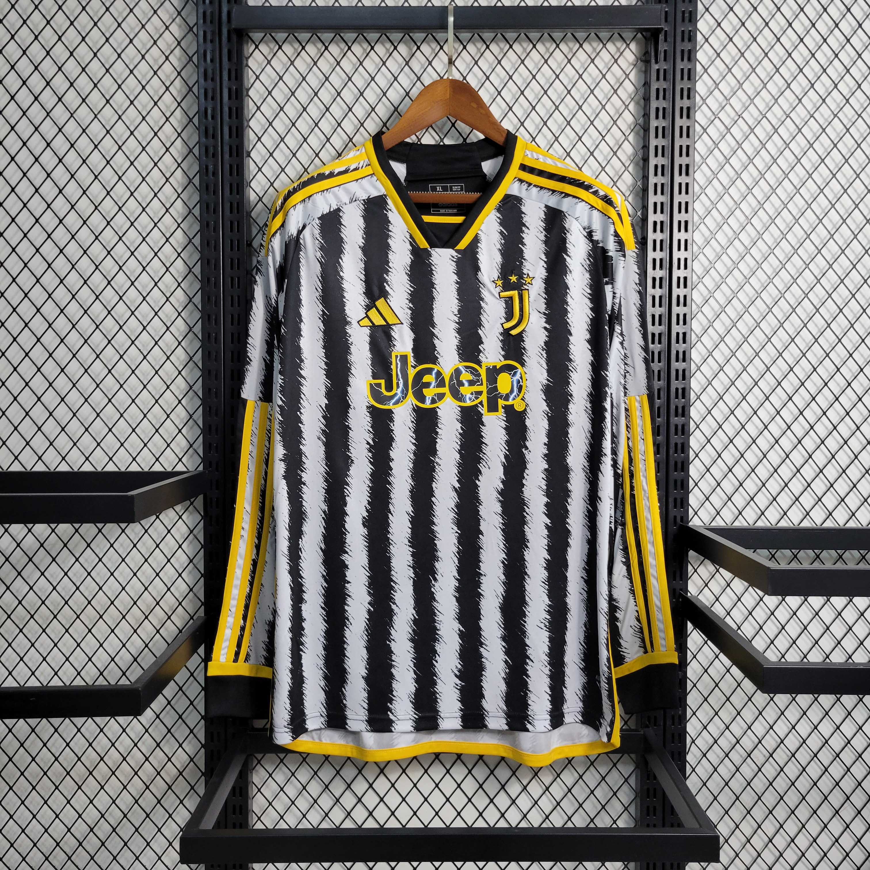 23-24 Juventus Home Long Sleeve Jersey - Fans Version - SOCCERDEALSHOP