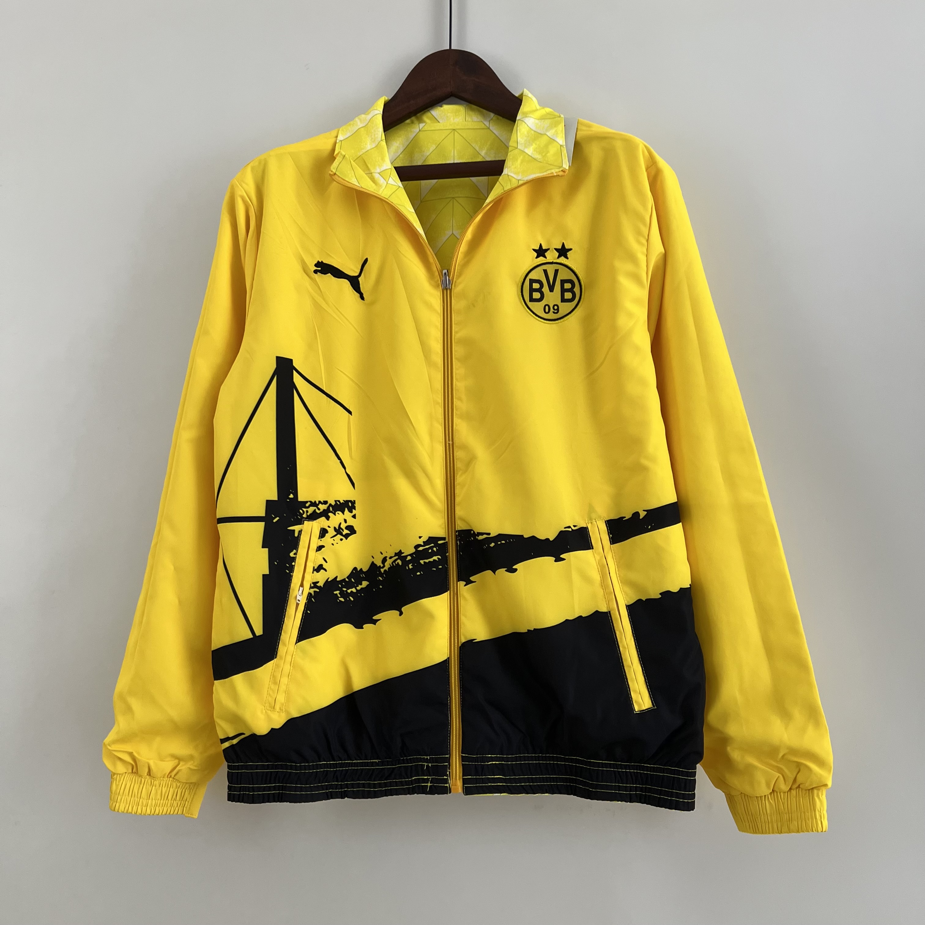 Dortmund 23-24 Double Sided Windbreaker - Yellow - SOCCERDEALSHOP