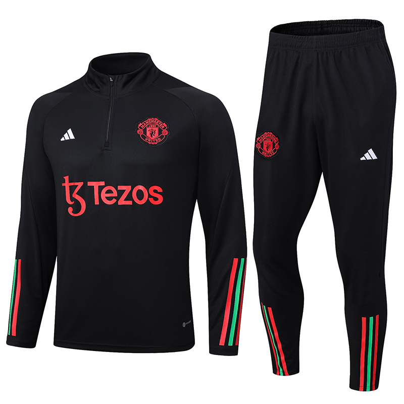 Manchester United 23-24 Long Sleeve Training Set -Black and Red - SOCCERDEALSHOP