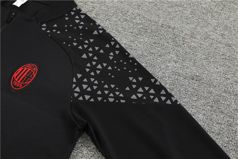 AC Milan 23-24 Long Sleeve Training Set -Black and Red - SOCCERDEALSHOP