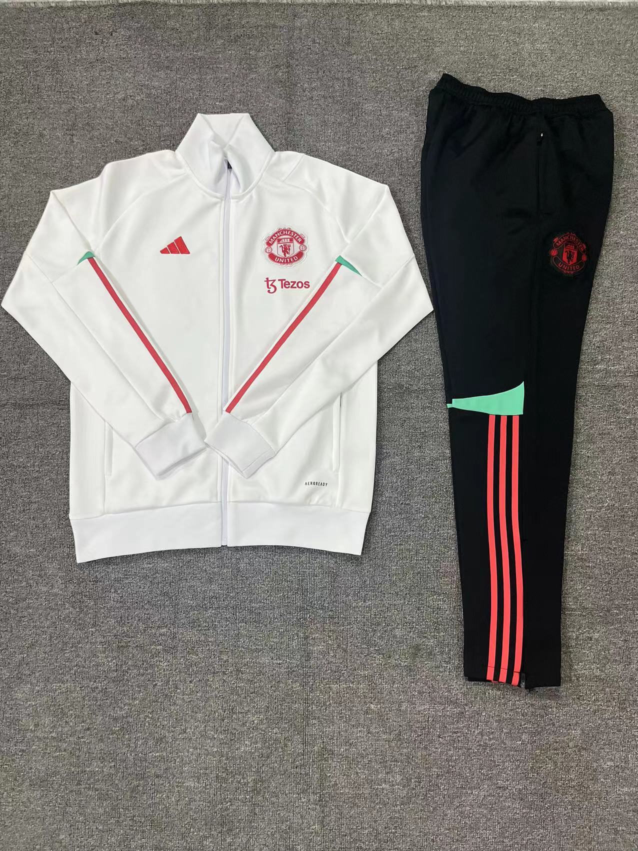Manchester United 23-24 Kids Jacket Training Tracksuit - White - SOCCERDEALSHOP