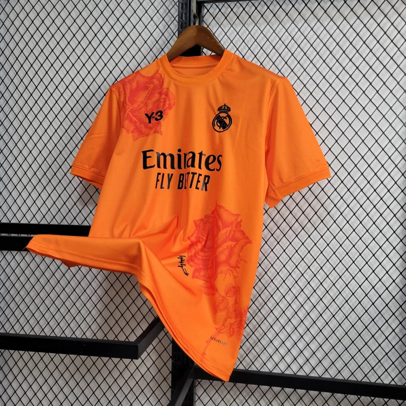 Real Madrid 23-24 Y-3 Orange Special Edition Jersey - Fans Version - SOCCERDEALSHOP