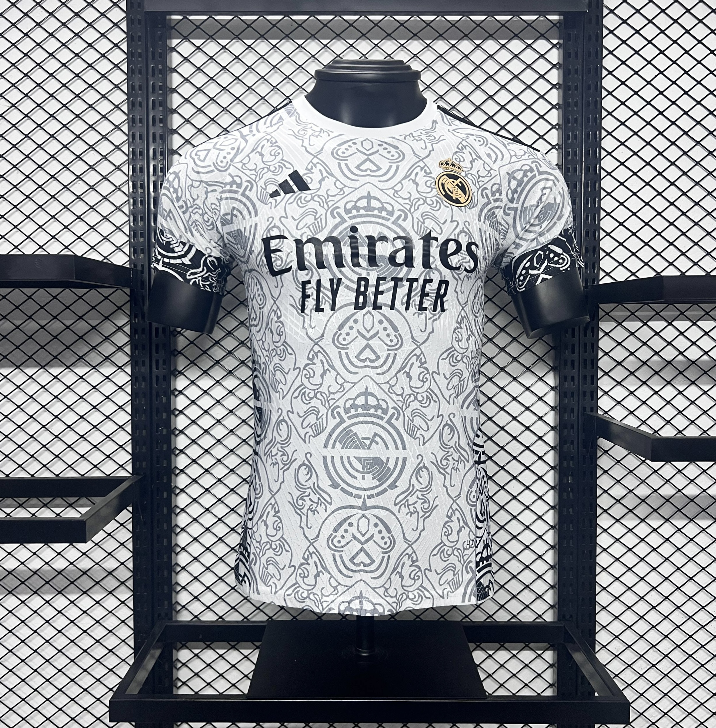 Real Madrid 24-25 White Line Pattern Special Edtion Jersey - Player Version - SOCCERDEALSHOP