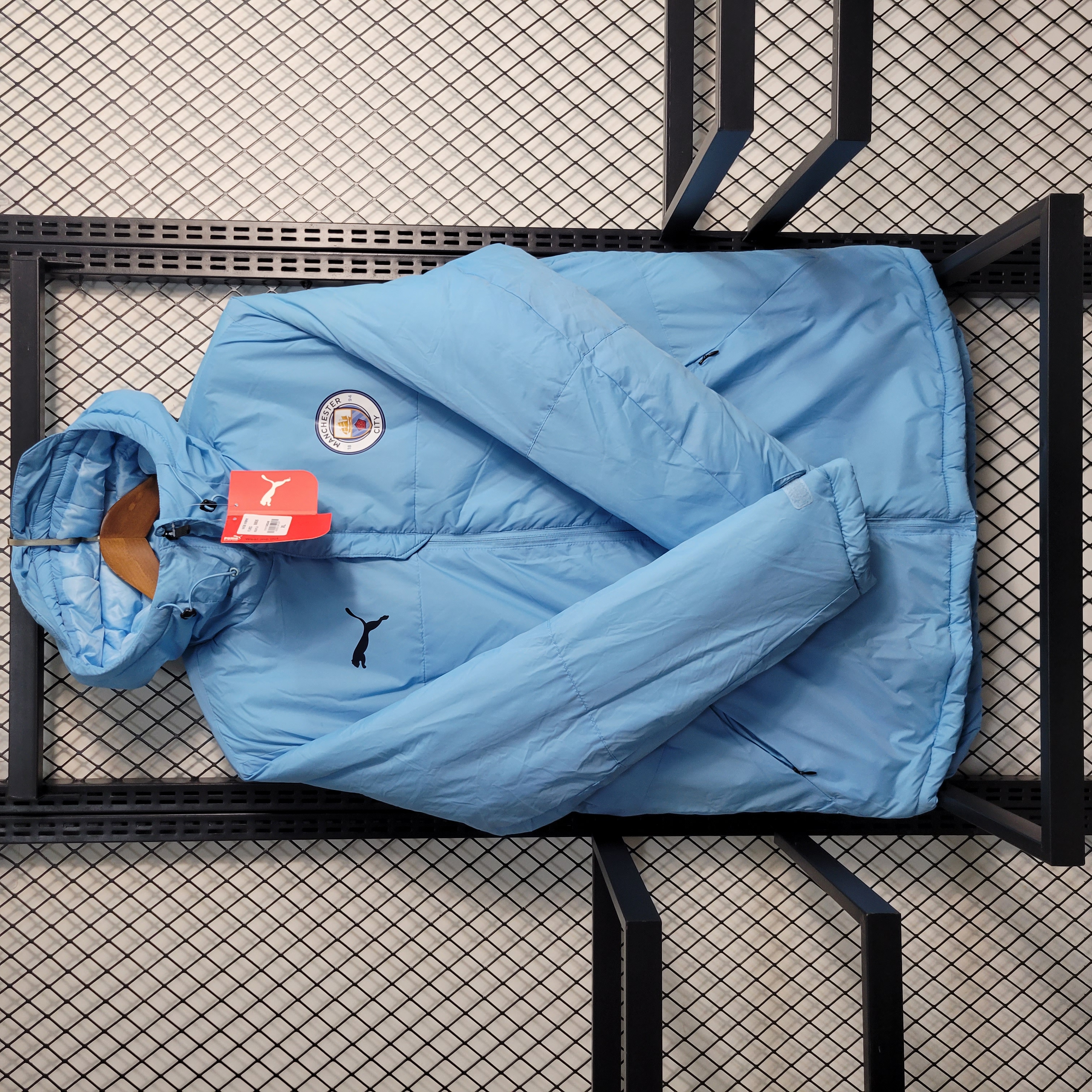 Manchester City 23-24 Men's Hooded Thermal Cotton Jacket - Blue - SOCCERDEALSHOP