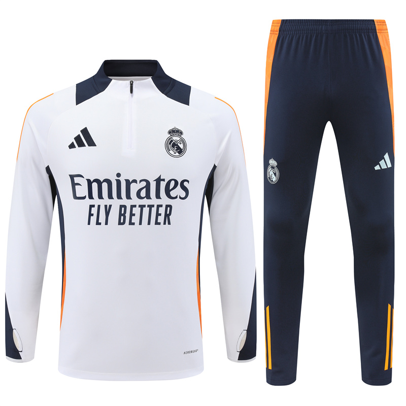 Real Madrid 24-25 Long Sleeve Training Set - White - SOCCERDEALSHOP