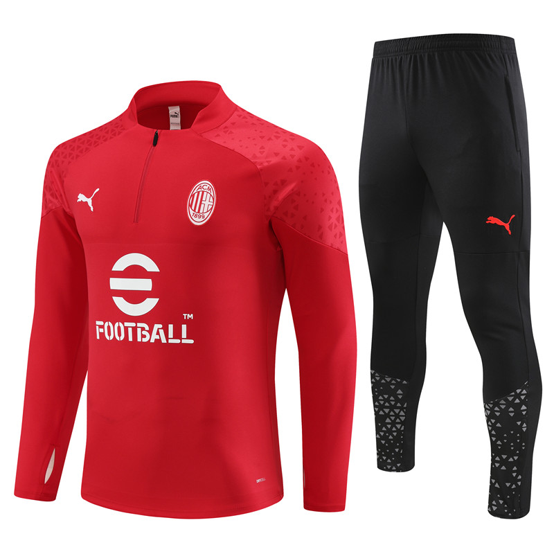 AC Milan 23-24 Long Sleeve Training Set -Red - SOCCERDEALSHOP