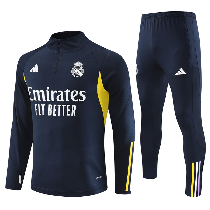 Real Madrid 23-24 Kids Long Sleeve Training Set Royal Blue - SOCCERDEALSHOP