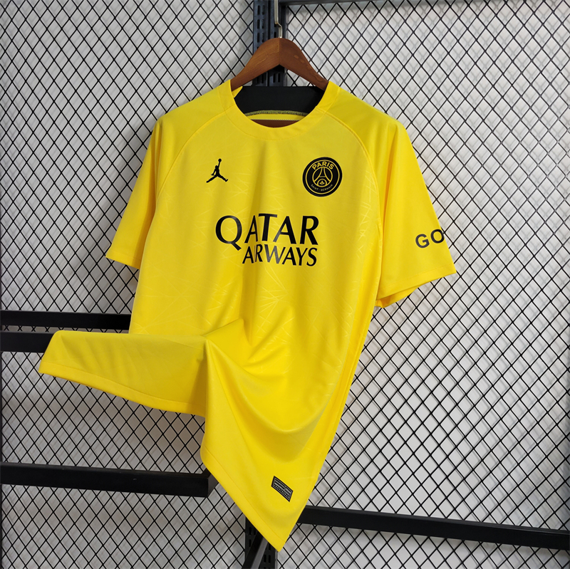 Paris Saint-Germain PSG 23-24 Yellow Training Jersey Football - Fans Version - SOCCERDEALSHOP