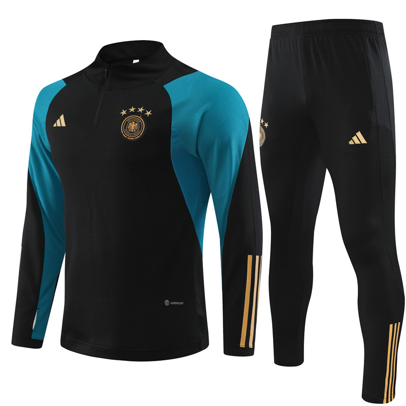 Germany 23-24 Kids Long Sleeve Training Set Black - SOCCERDEALSHOP