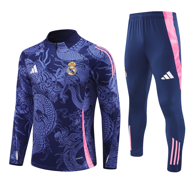 Real Madrid 24-25 Long Sleeve Training Set - Blue Dragon - SOCCERDEALSHOP