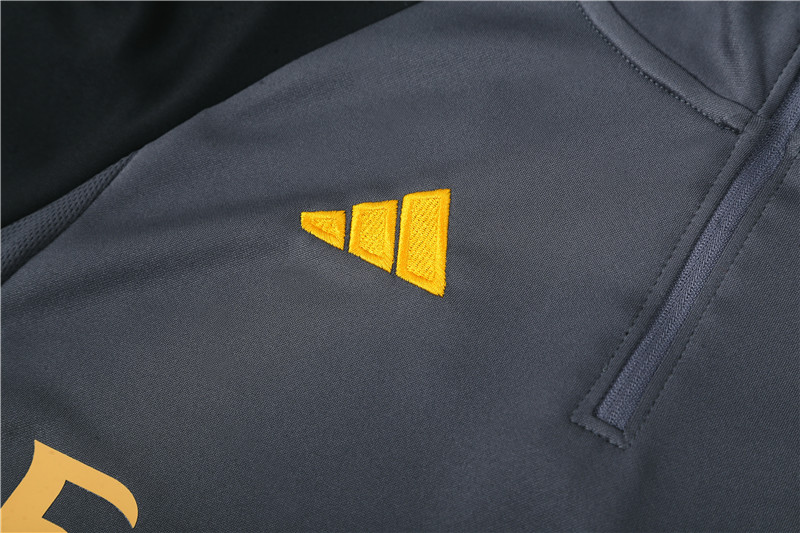 Real Madrid 23-24 Kids Long Sleeve Training Set Dark Grey - SOCCERDEALSHOP