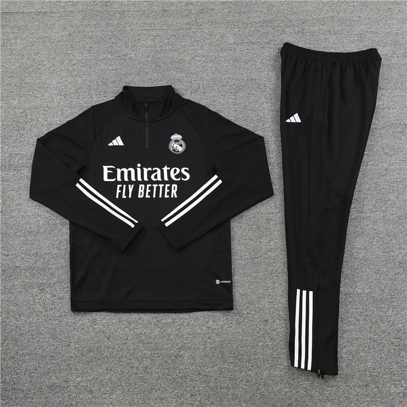 Real Madrid 23-24 Long Sleeve Training Set - Black - SOCCERDEALSHOP