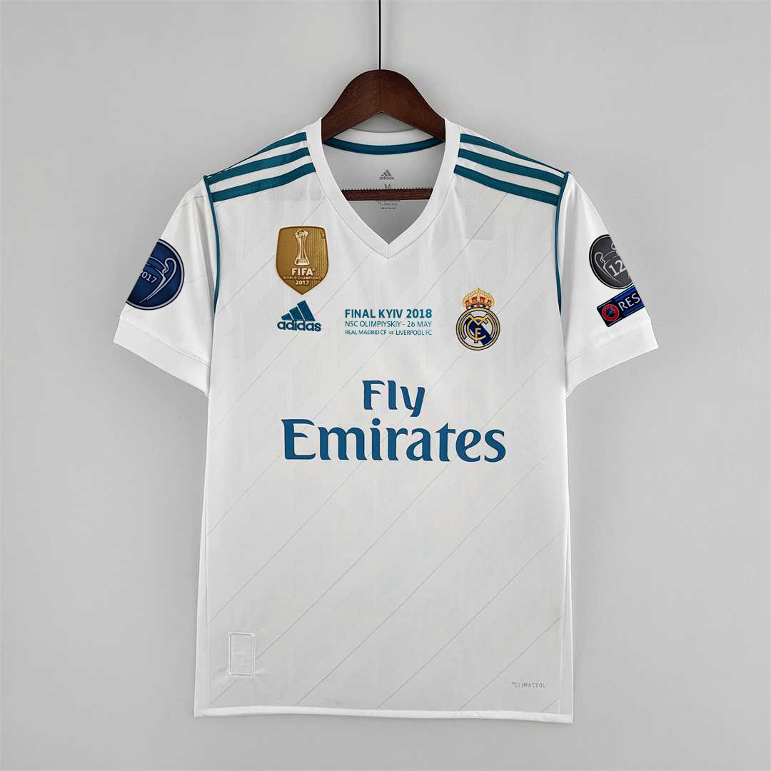 Retro Real Madrid 17-18 Home Jersey - with Champions League Final Final - SOCCERDEALSHOP