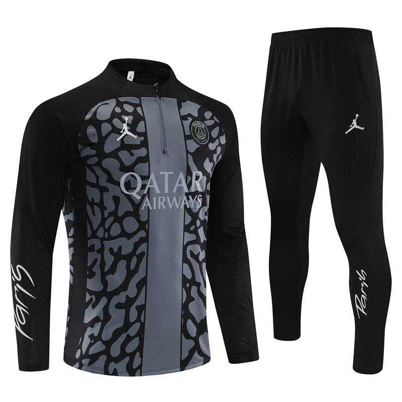 Paris Saint-Germain PSG 23-24 Long Sleeve Training Set -Gray Black - SOCCERDEALSHOP