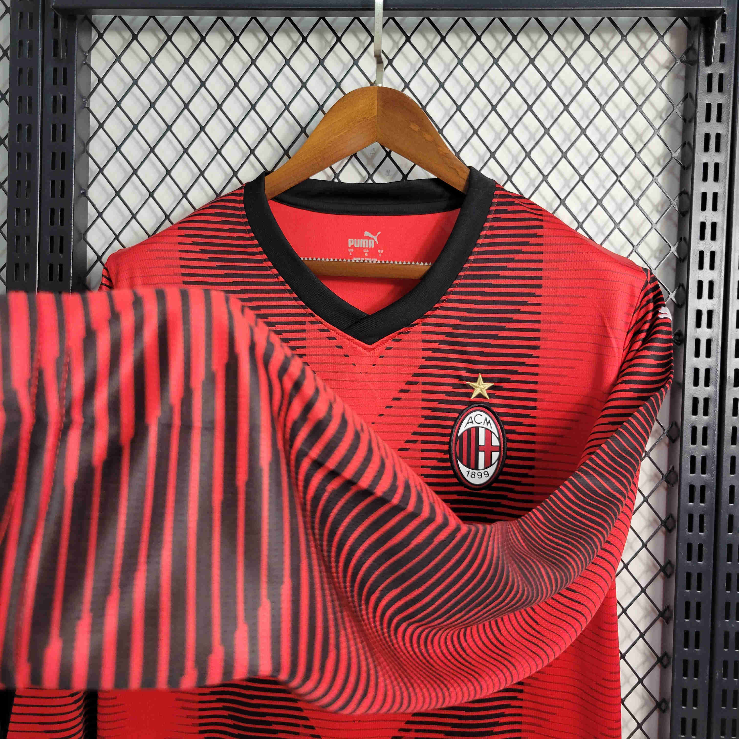 23/24 AC Milan Home Long Sleeve Jersey - Fans Version - SOCCERDEALSHOP
