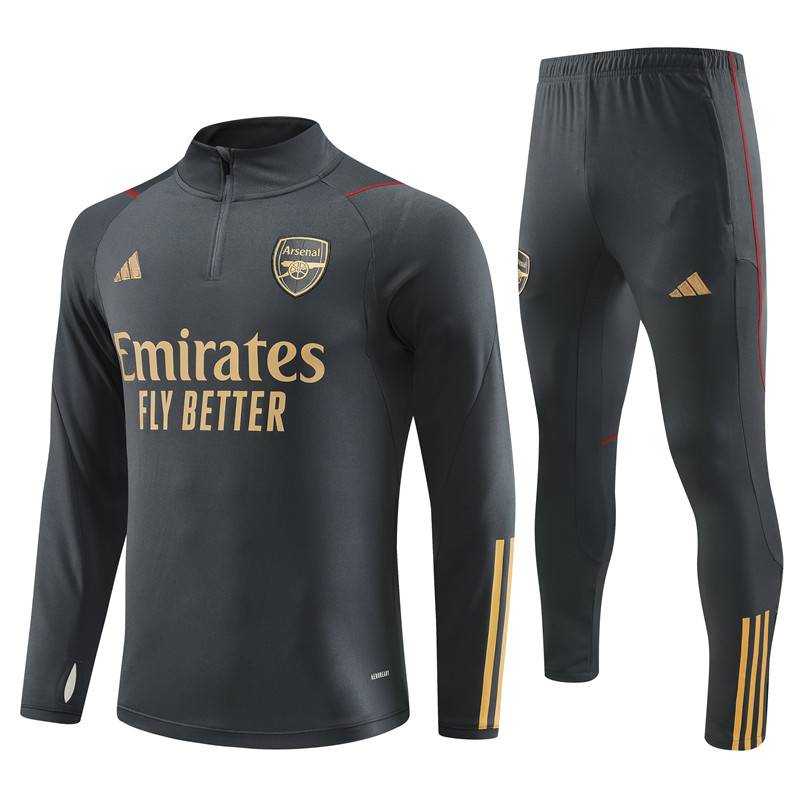 Arsenal 23-24 Kids Long Sleeve Training Set Dark Grey - SOCCERDEALSHOP