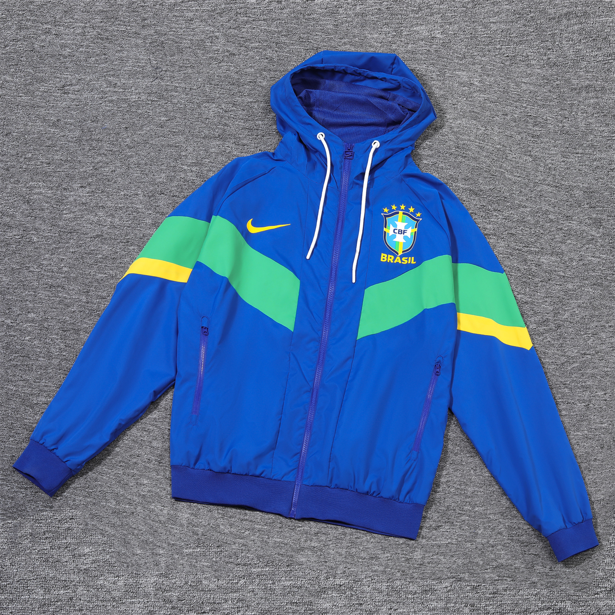 Brazil 2024 National Team Anthem Blue Hooded Windbreaker - Player Version - SOCCERDEALSHOP