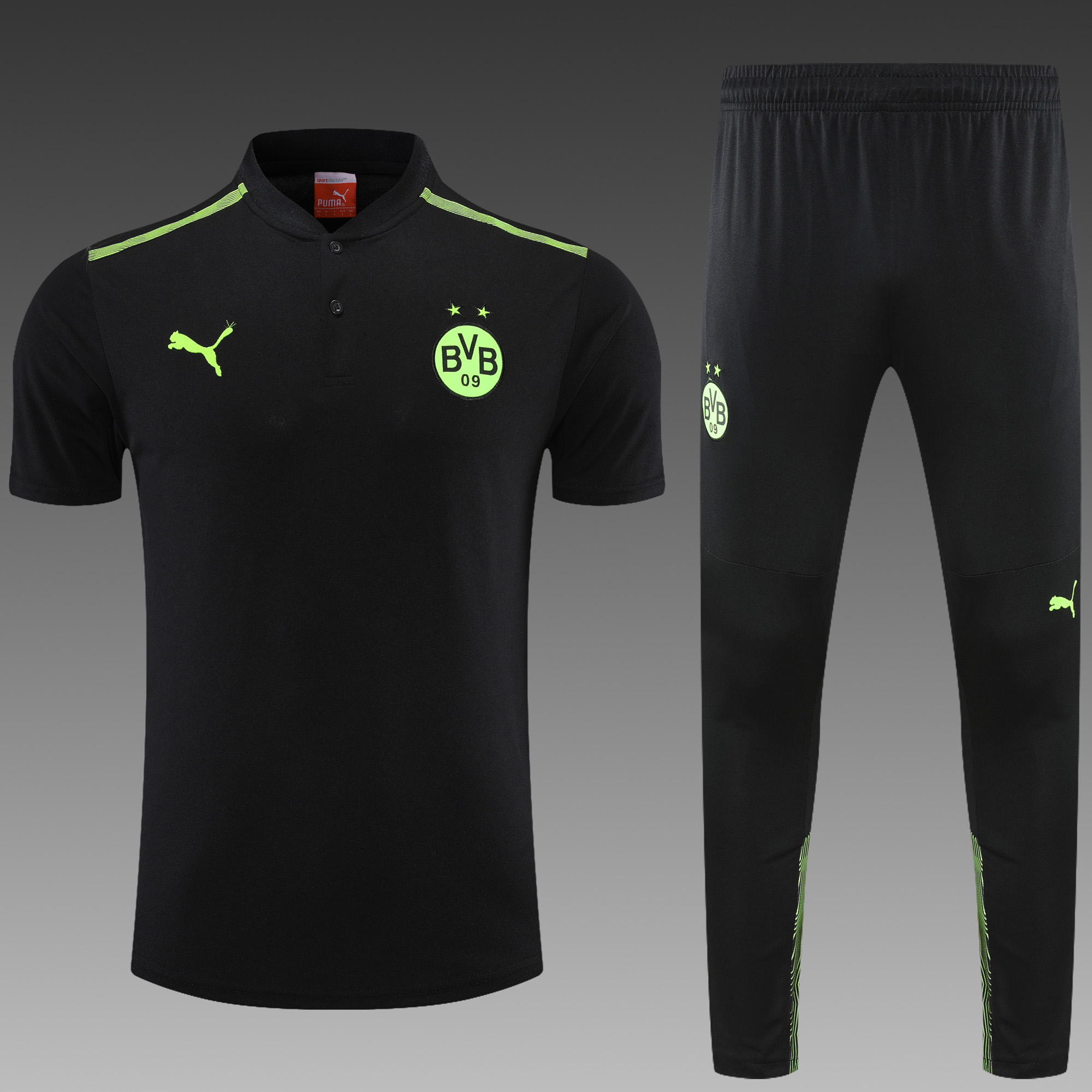 Dortmund POLO Black Short Sleeve Suit - SOCCERDEALSHOP