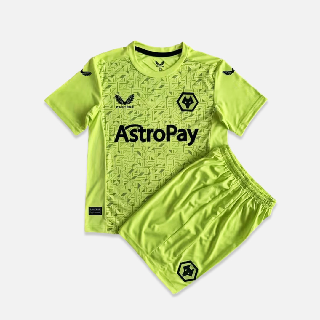 Wolverhampton Wanderers Wolves 23-24 Green Goalkeeper GK Kids Kit - SOCCERDEALSHOP