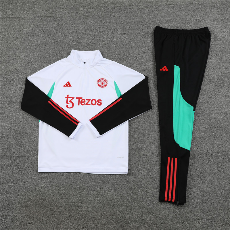 Manchester United 23-24 Kids Long Sleeve Training Set White - SOCCERDEALSHOP
