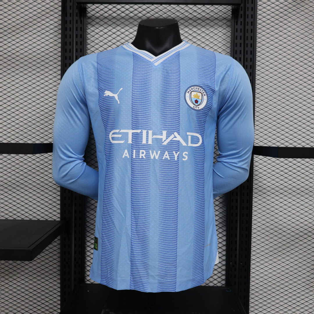 23/24 Manchester City Home Long Sleeve Jersey - Player Version - SOCCERDEALSHOP