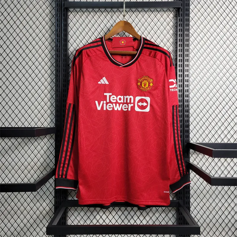 Manchester United 23-24 Home Long Sleeve Jersey - Fans Version - SOCCERDEALSHOP