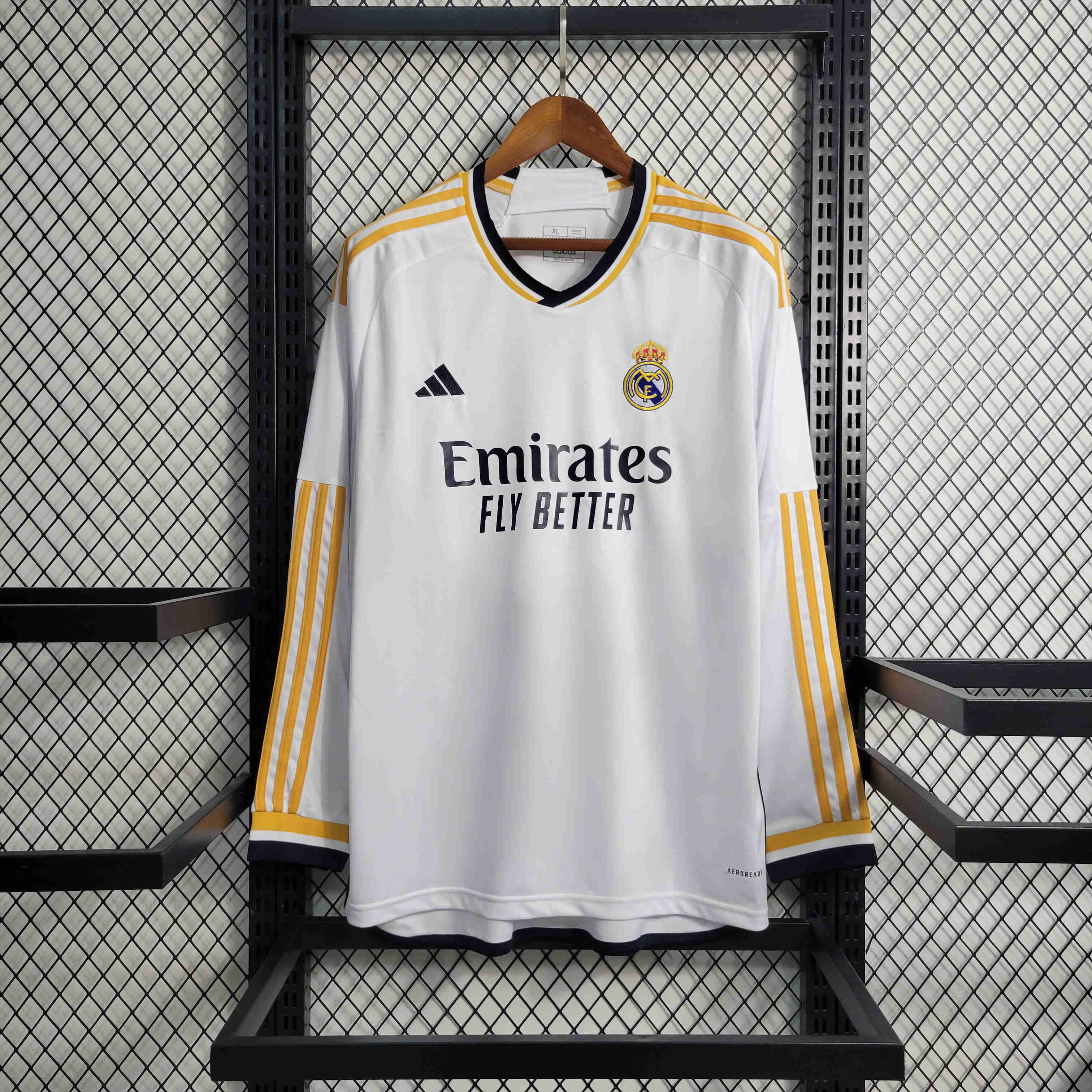 23-24 Real Madrid Home Long Sleeve Jersey - Fans Version - SOCCERDEALSHOP