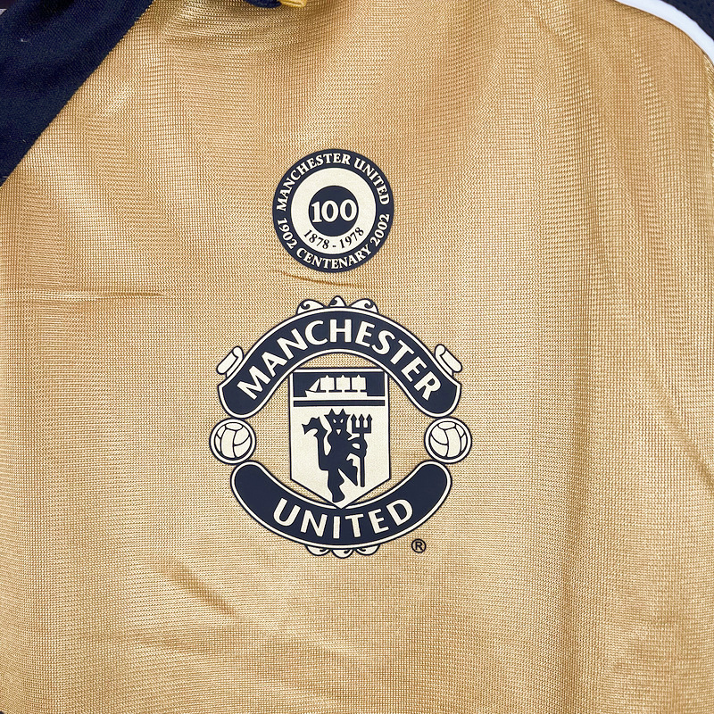 Manchester United Retro 01-02 100th Anniversary Special Edition Jersey - Gold - SOCCERDEALSHOP