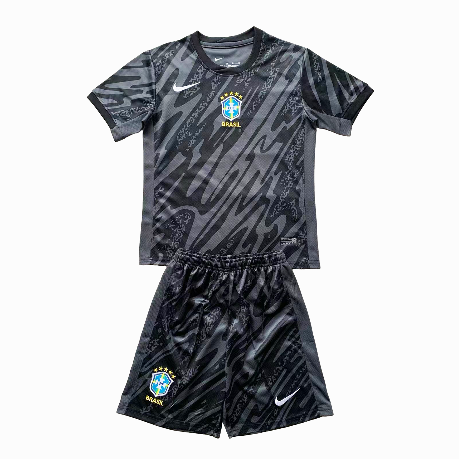 Brazil 2024 Goalkeeper Kids Kit - Black - SOCCERDEALSHOP