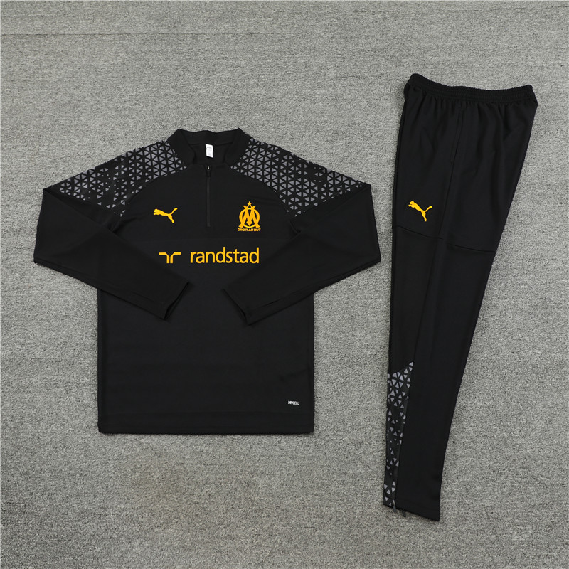Marseille 23-24 Long Sleeve Training Set -Black and Yellow - SOCCERDEALSHOP