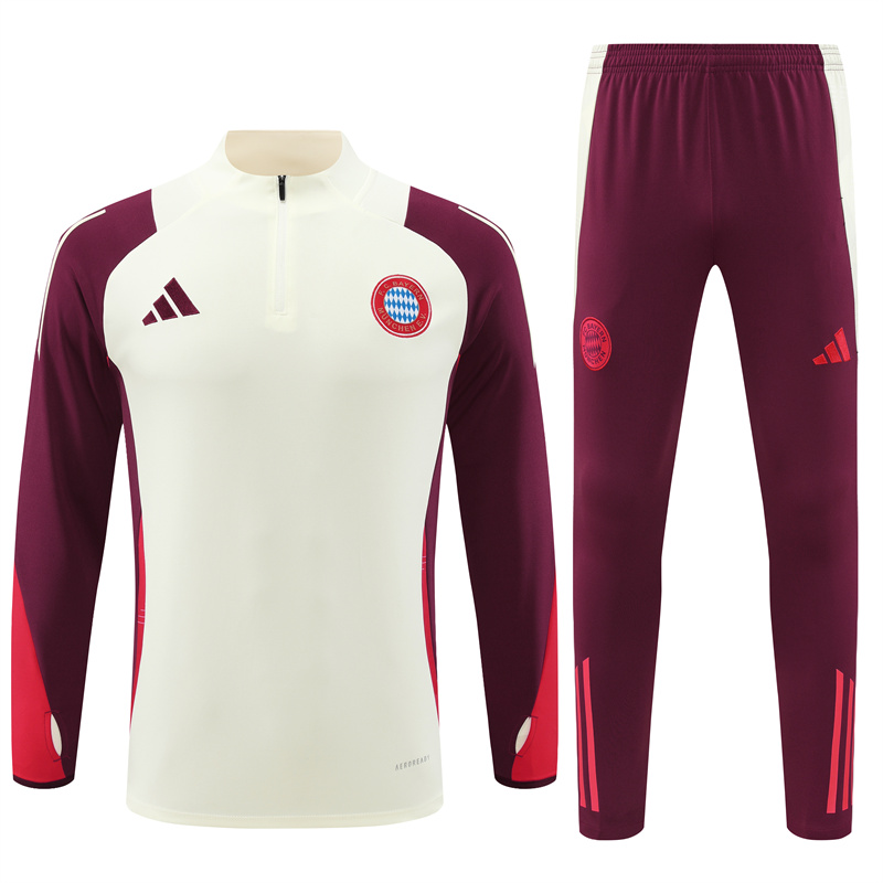 Bayern Munich 24-25 Long Sleeve Training Set - White & Red - SOCCERDEALSHOP