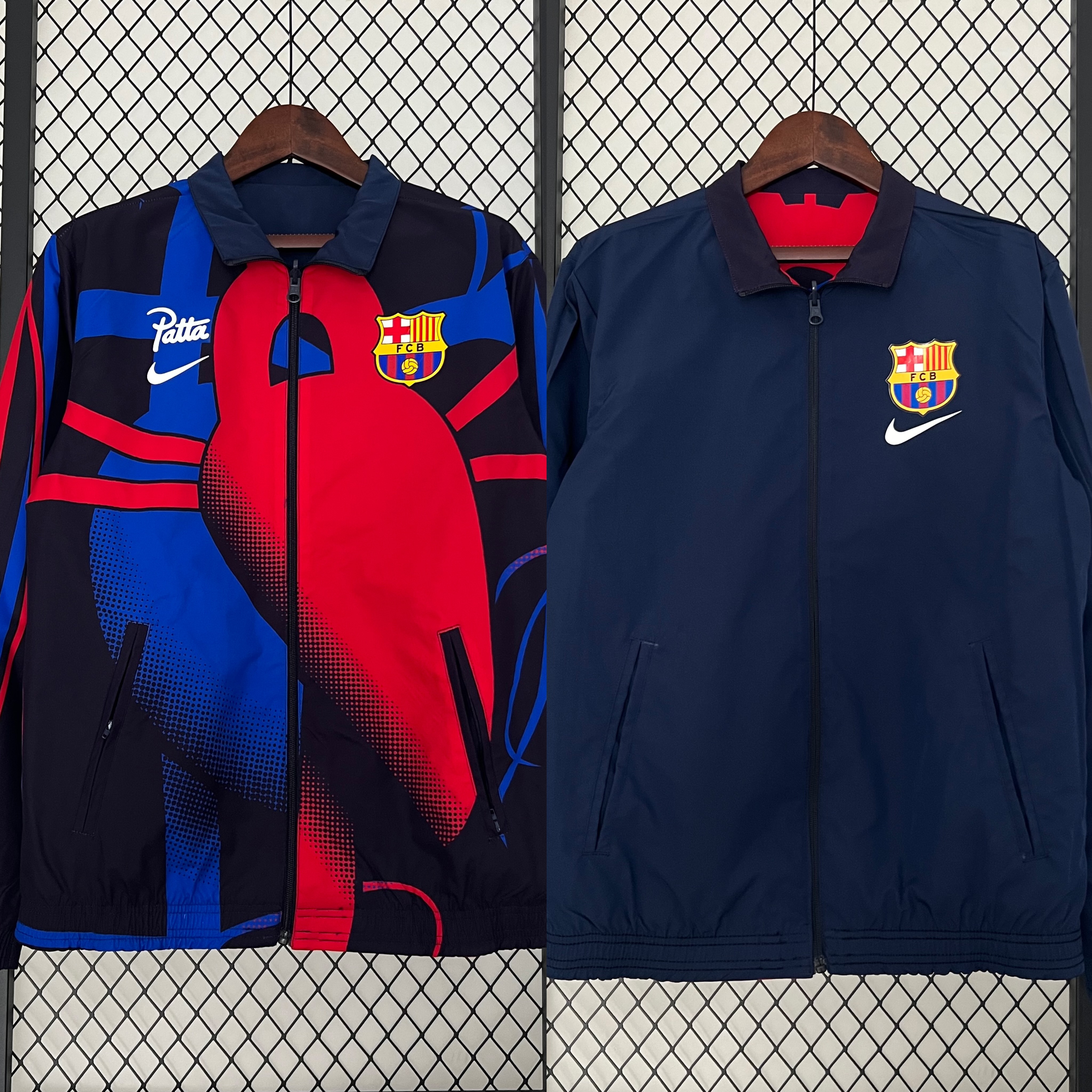 B.A.R.S.A 23-24 Double Sided Windbreaker - Blue & Red - SOCCERDEALSHOP