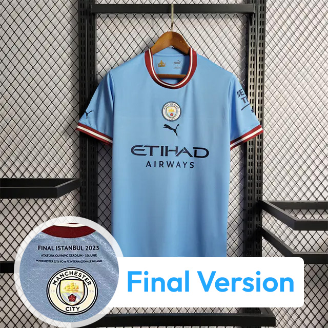 Manchester City 22/23 Home Jersey - Fans Version & Final Haaland - SOCCERDEALSHOP