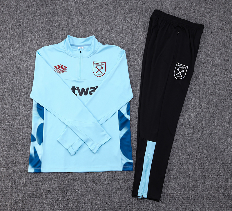 West Ham United 23-24 Long Sleeve Training Set -Light Blue - SOCCERDEALSHOP