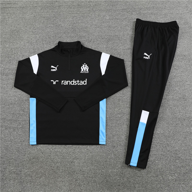 Marseille 23-24 Long Sleeve Training Set -Black and White - SOCCERDEALSHOP